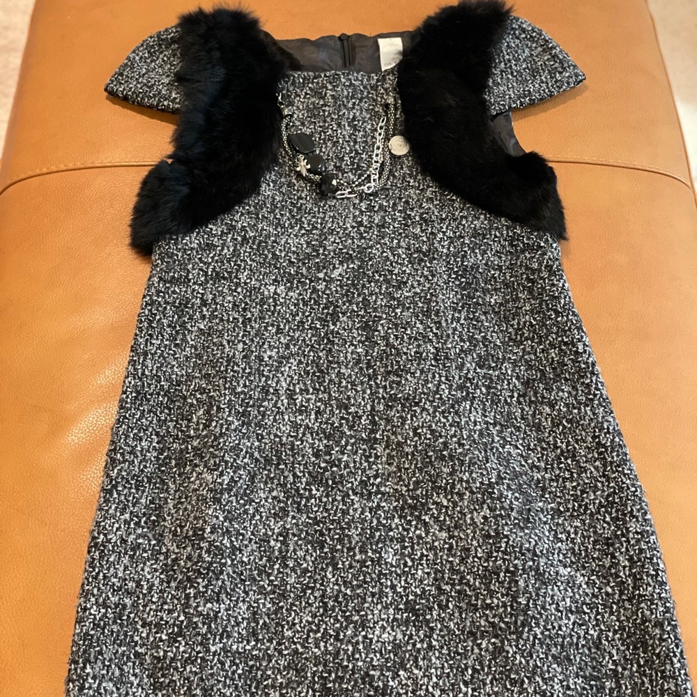 Womens Wool Faux Fur Dress